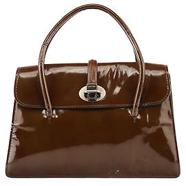Miu Miu Sac à main marron en cuir verni Marron