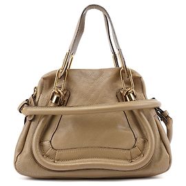 Chloé Bolsa de Ombro 2-Way Paraty em Couro Castanho Claro Marrom