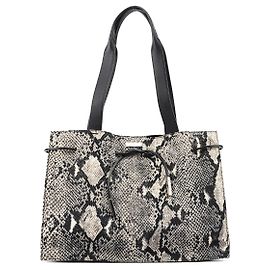 Gucci Sac cabas à cordon imprimé peau de serpent gris 1999 Gris