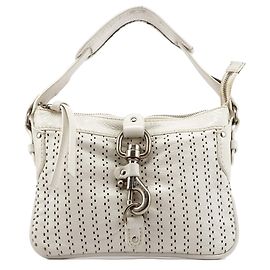 Chloé White Perforated Leather Kerala Shoulder Bag White