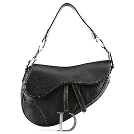 Dior Bolsa de Ombro Saddle em Couro Preto Preto
