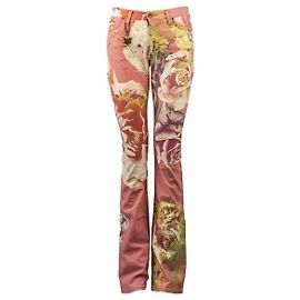 Roberto Cavalli Just Cavalli Vaqueros Bootcut Estampado de Rosas Años 2000 Rosa