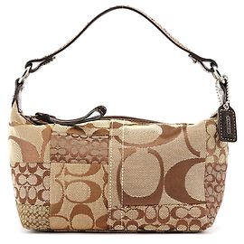 Coach Bolso Hobo Patchwork Signature Beige Brown Beige