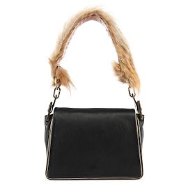 Chloé Schultertasche aus schwarzem Kalbsleder mit Python-Griff Schwarz