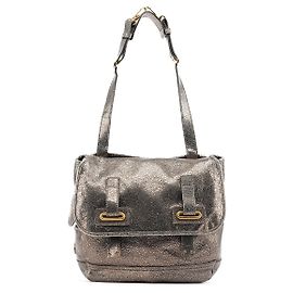 Yves Saint Laurent Borsa a tracolla Muse in pelle craquelé metallizzata Metallico
