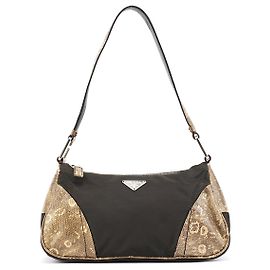 Prada Sac hobo en faux python vert et jaune Jaune