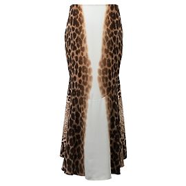 Roberto Cavalli Just Cavalli 2000er Leopard Print Fishtail Maxi Rock Braun