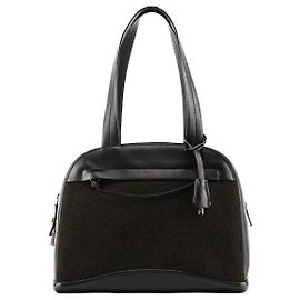 Prada Borsa Bowling 1999 Nera e Verde Scuro in Lana e Pelle Nero