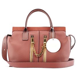 Chloé Sac cabas bicolore en cuir rose pâle avec fermeture éclair bidirectionnelle Rose
