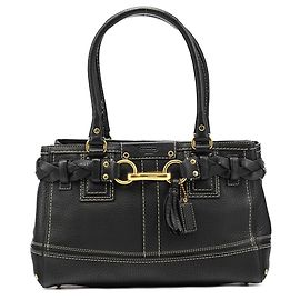 Coach Saco Tote Hamptons 10528 em pele granulada preta Preto