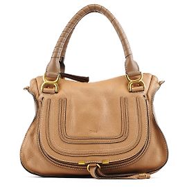 Chloé Light Brown Leather Marcie Shoulder Bag Brown