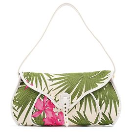 Céline 2004 White Hibiscus Print Canvas Shoulder Bag White