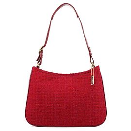 Coach Sac à épaule en cuir et tweed rose Rose