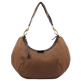 Gucci 2003 Brown Canvas Web Strap Hobo Bag Brown