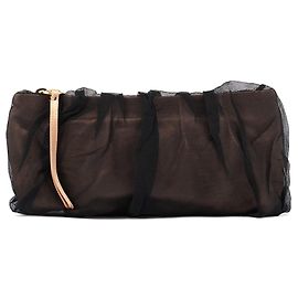 Chloé Bolso de mano de seda fruncido negro Negro