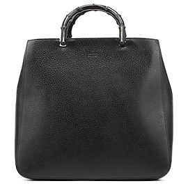 Gucci 002 1060 Borsa Tote in pelle nera con bambù Nero