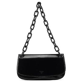 Prada 1996 Black Madras Swing Shoulder Bag Black