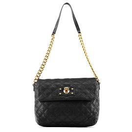Marc Jacobs Schwarze gesteppte Leder-Schultertasche mit Kette Schwarz