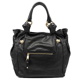 Marc Jacobs Saco Tote em pele preta com pega anelada Preto