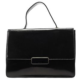 Prada Black Vitello Buckle Top Handle Bag Black