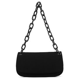 Prada B6378 Black Tessuto Swing Chain Shoulder Bag Black