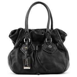 Marc by Marc Jacobs Black Leather Classic Q Drawstring Tote Bag Black