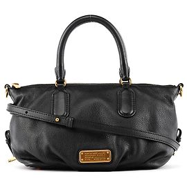 Marc by Marc Jacobs Black Leather Classic Q 2-Way Bowling Bag Black