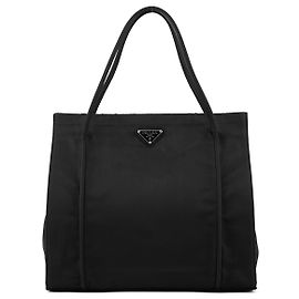 Prada Borsa Tote in Nylon Tessuto Nero Nero