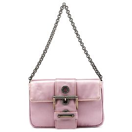 Prada Mini mala BR2765 em cetim rosa com fivela de cristal Rosa