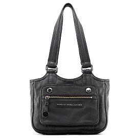 Marc by Marc Jacobs Shopper aus schwarzem Leder mit Fronttasche Schwarz