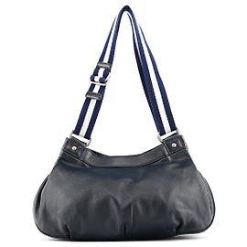 Marc Jacobs Navy Leder 2-Way Bag mit gestreiftem Griff Marineblau