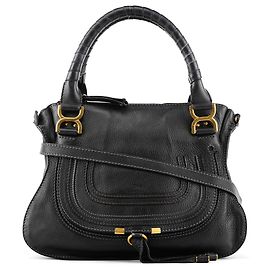 Chloé Black Pebbled Leather Marcie 2-Way Bag Black