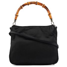 Gucci Black Satin Bamboo Mini 2-Way Bag Black