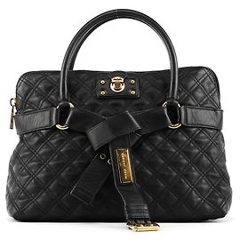 Marc Jacobs Borsa Tote in Pelle Matelassé Nera con Fiocco Nero