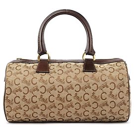 Céline Mini mala Boston em lona Macadam bege e castanho Bege