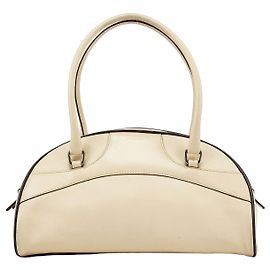 Prada B0050 Mala Bowling em pele de vitelo Vitello Marfim Branco