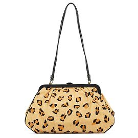 Marc Jacobs  mala de ombro em veludo cotelê bege com estampado de leopardo Bege