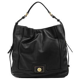 Marc by Marc Jacobs Bolsa de ombro hobo em couro preto com fecho turnlock Preto