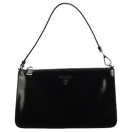Prada Mini Pochette Bag en Spazzolato Noir Noir