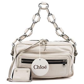 Chloé Bolsa de Ombro Betty Chain em Couro Branco Branco
