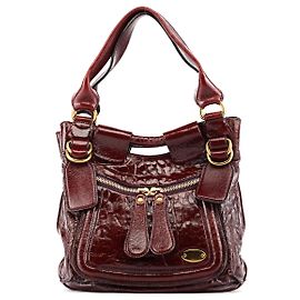Chloé Bolso de hombro Bay de piel charol burdeos Burdeos