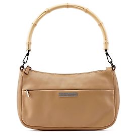 Gucci Bolso de hombro de piel de becerro beige con bambú Beige