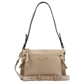 Chloé Sac Roy 2-Way en cuir et daim gris Gris
