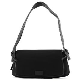 Gucci 106295 Black Leather Nylon Shoulder Bag Black