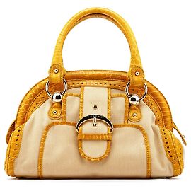 Céline Bolso Tote beige amarillo efecto croc embossed Beige