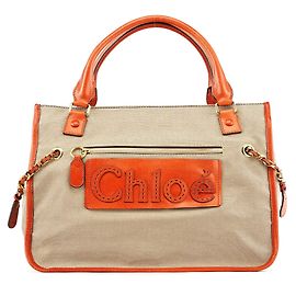 Chloé mala Tote em couro e lona bege e castanho Bege