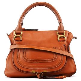 Chloé Marcie 2-Way Tasche aus hellbraunem Leder Braun