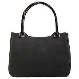 Prada 1998 Anthracite Suede Resin Handle Tote Bag Grey
