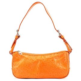 Céline Orange Embossed Leather Shoulder Bag Orange