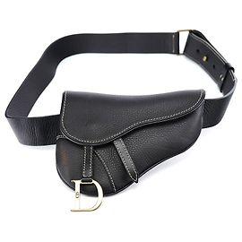 Dior Saddle Gürteltasche aus schwarzem Kalbsleder Schwarz